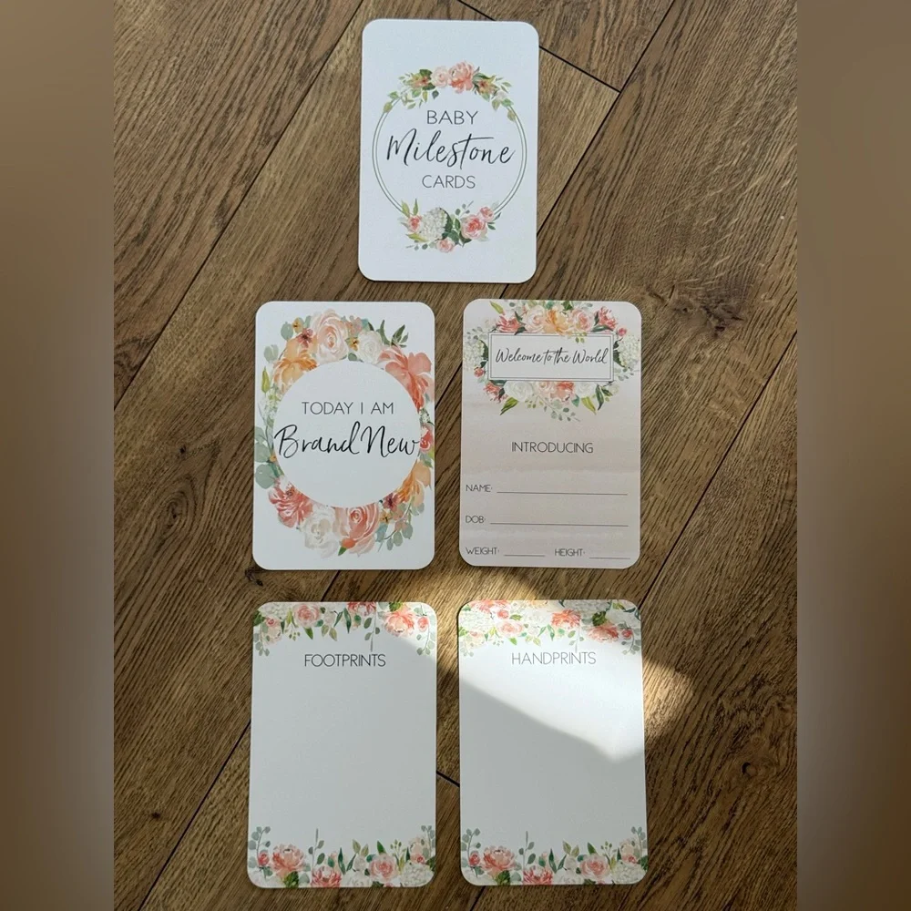 Baby Girl Milestone Cards with Cute Pink Ruffled Baby Bloomers